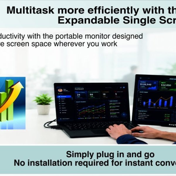 Keyto 15.6" Portable Monitor Full HD IPS Panel , Ultra-Slim Travel Screen