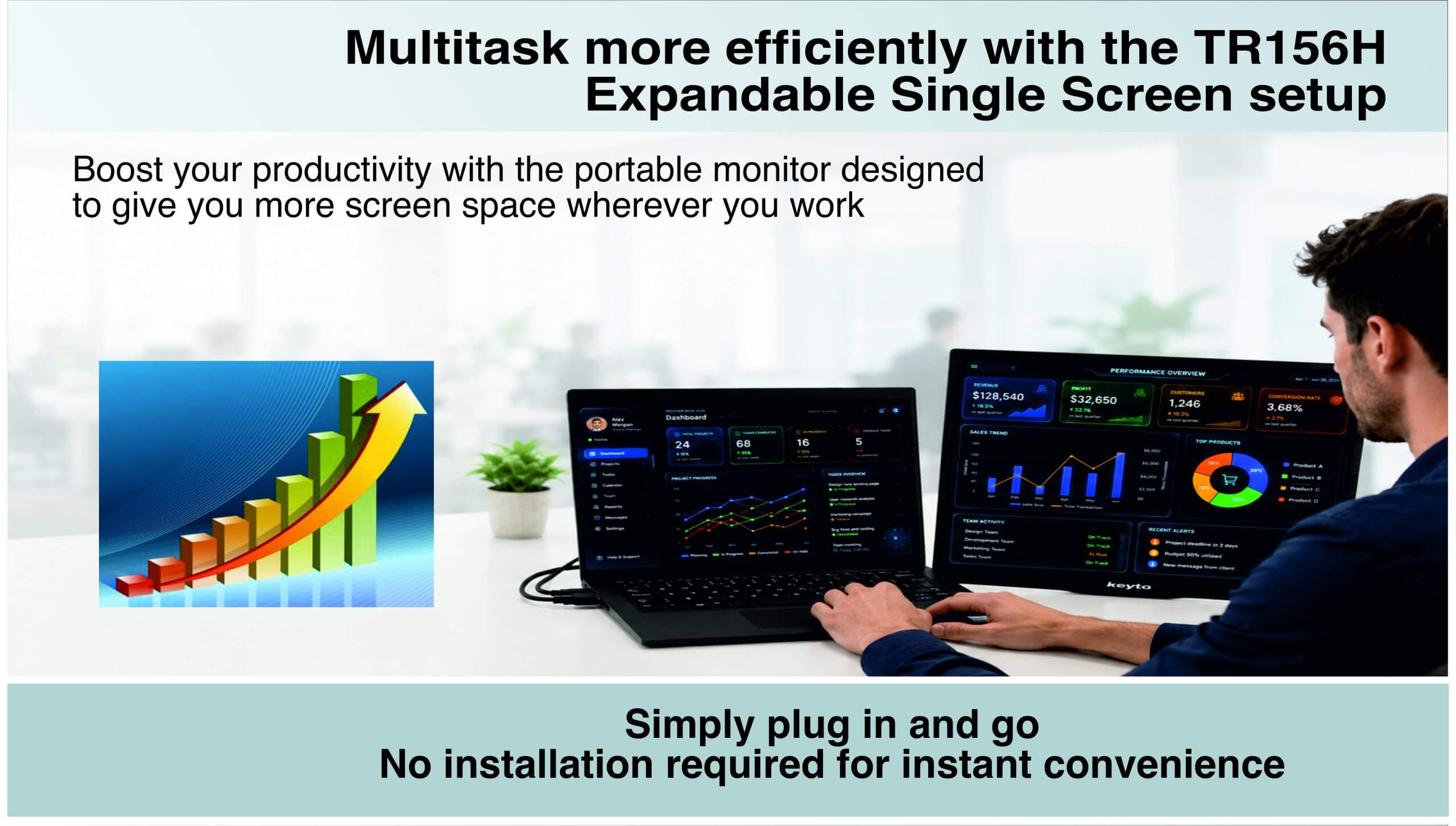 Keyto 15.6" Portable Monitor Full HD IPS Panel , Ultra-Slim Travel Screen