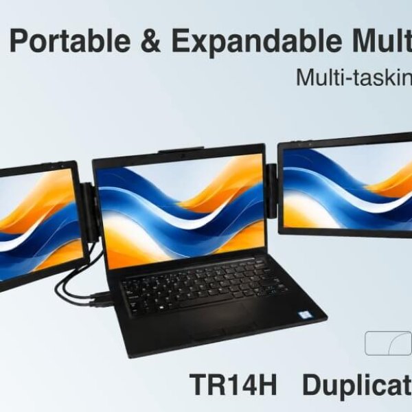 Keyto 14" Laptop Screen Extender, Plug and play Dual Foldable Screen Monitor Extender