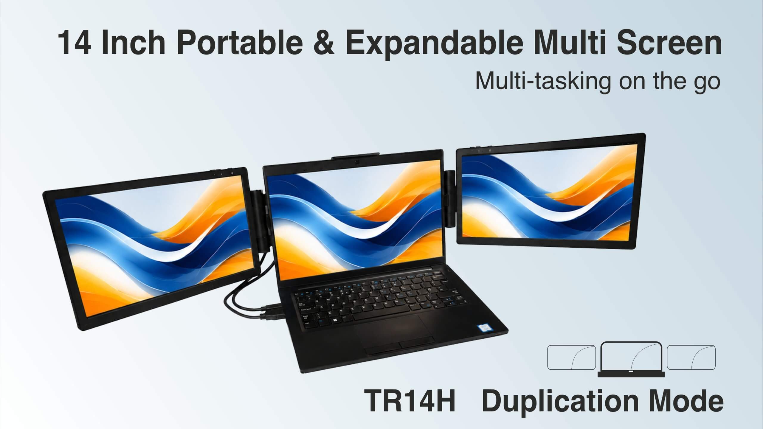 Keyto 14" Laptop Screen Extender, Plug and play Dual Foldable Screen Monitor Extender