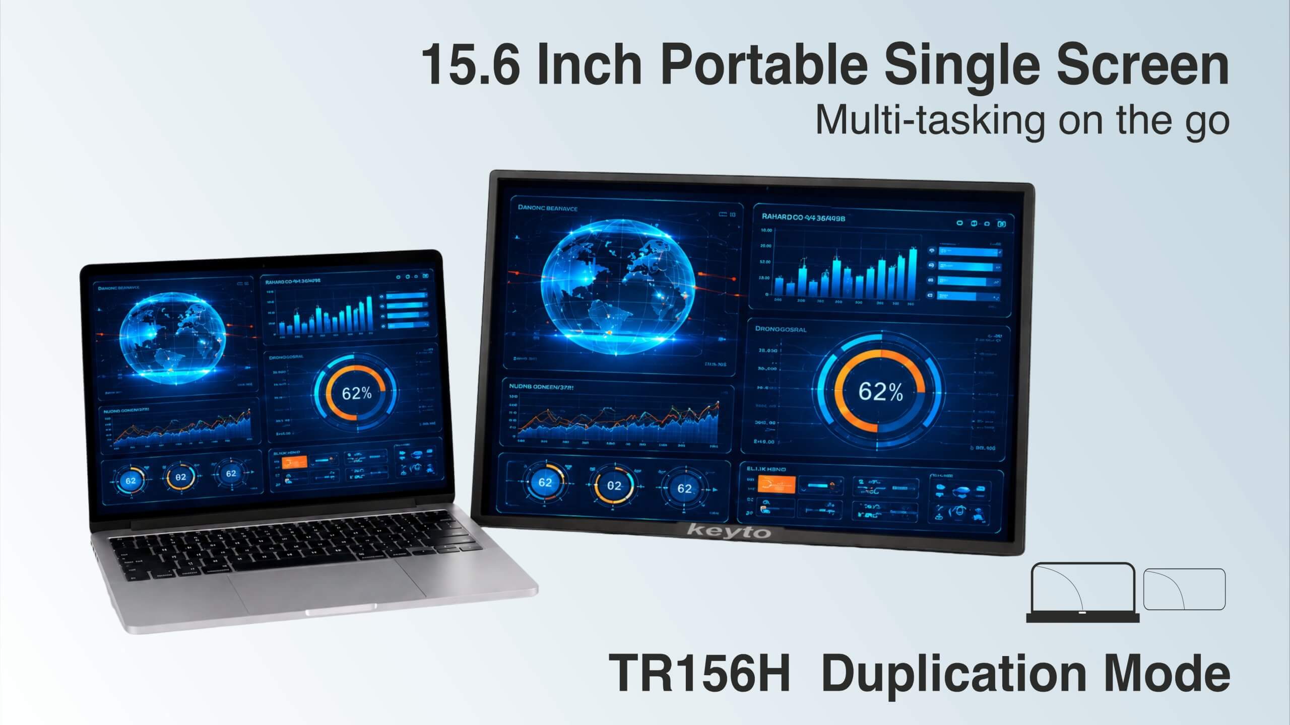 Keyto 15.6" Portable Monitor Full HD IPS Panel , Ultra-Slim Travel Screen