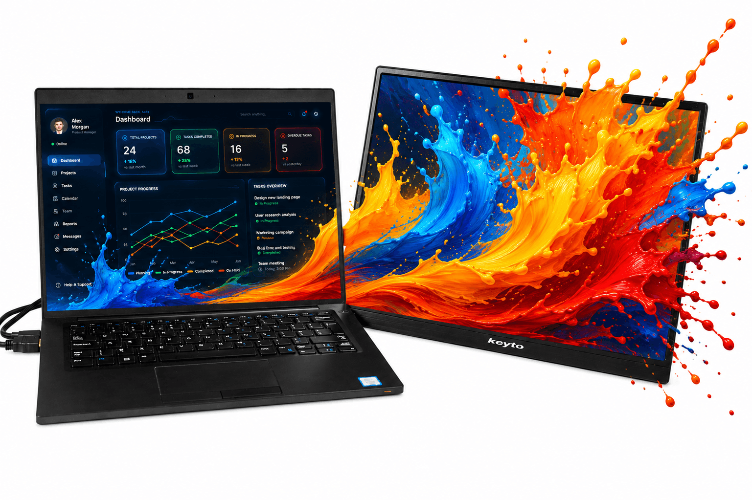 Keyto 15.6" Portable Monitor Full HD IPS Panel , Ultra-Slim Travel Screen