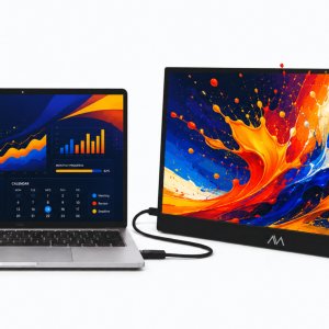 AM 15.6″ Portable Monitor, Full HD Resolution with Slim Design, Ultra High Quality Display